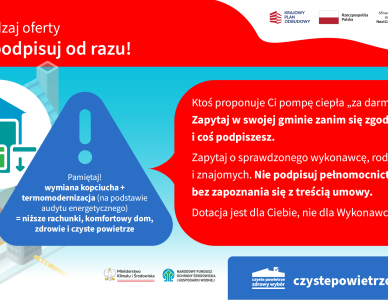 OSTRZEŻENIE DLA WNIOSKODAWCÓW I BENEFICJENTÓW PROGRAMU „CZYSTE POWIETRZE”