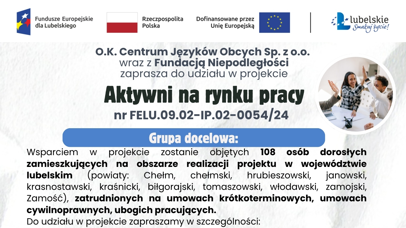 PROJEKT „AKTYWNI NA RYNKU PRACY”