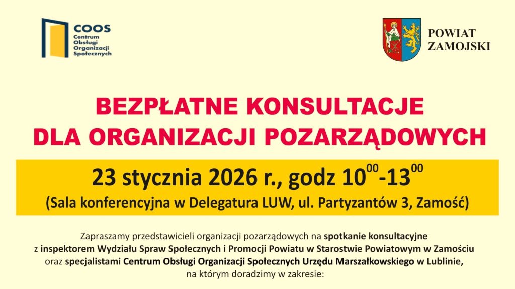 BEZPŁATNE KONSULTACJE DLA ORGANIZACJI POZARZĄDOWYCH